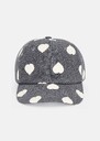 Carole grey mini hearts pattern cotton and linen cap Blush, Grey TARA JARMON UK