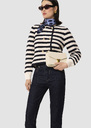 Goldie ecru midnight blue stripes cardigan Off-white TARA JARMON UK