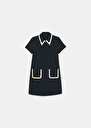 Midnight blue double canvas dress Rubina Night TARA JARMON UK