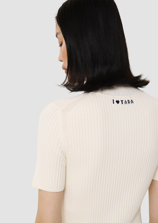 Perla ecru ribbed knit sweater Off-white TARA JARMON UK