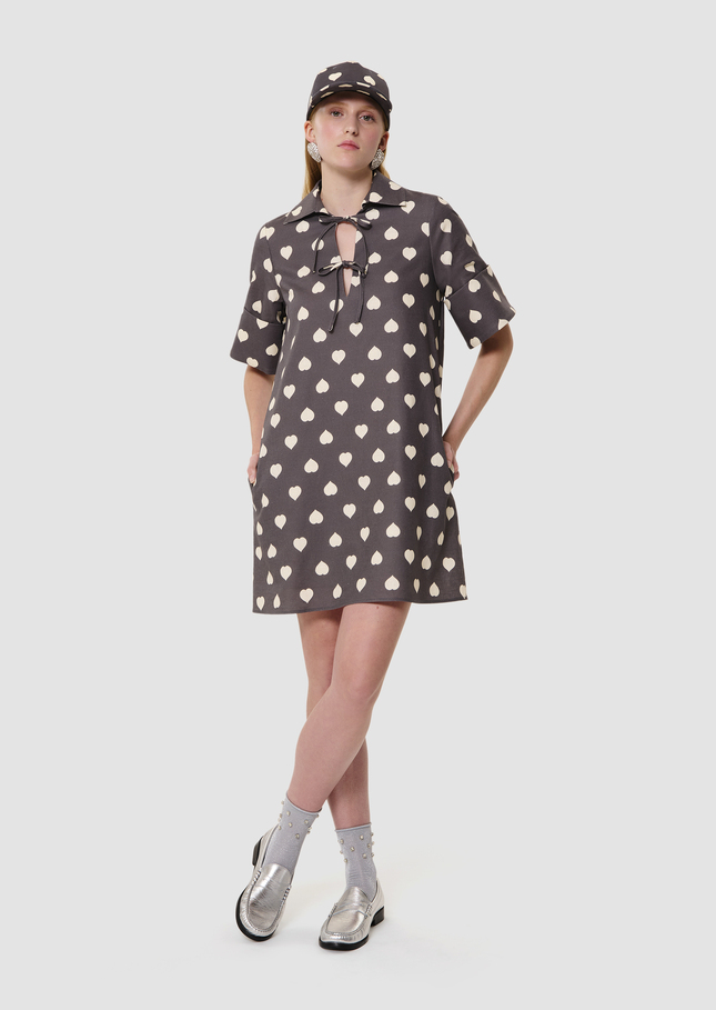 Reyes grey dress with white hearts Grey TARA JARMON UK