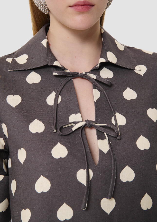 Reyes grey dress with white hearts Grey TARA JARMON UK