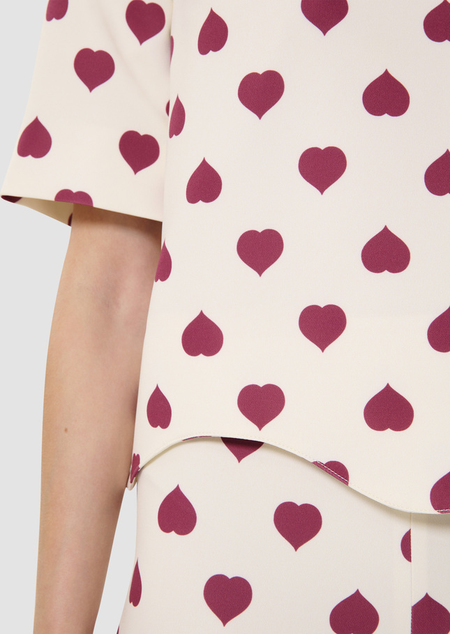 Tiaga ecru Top with pink hearts Craie TARA JARMON UK
