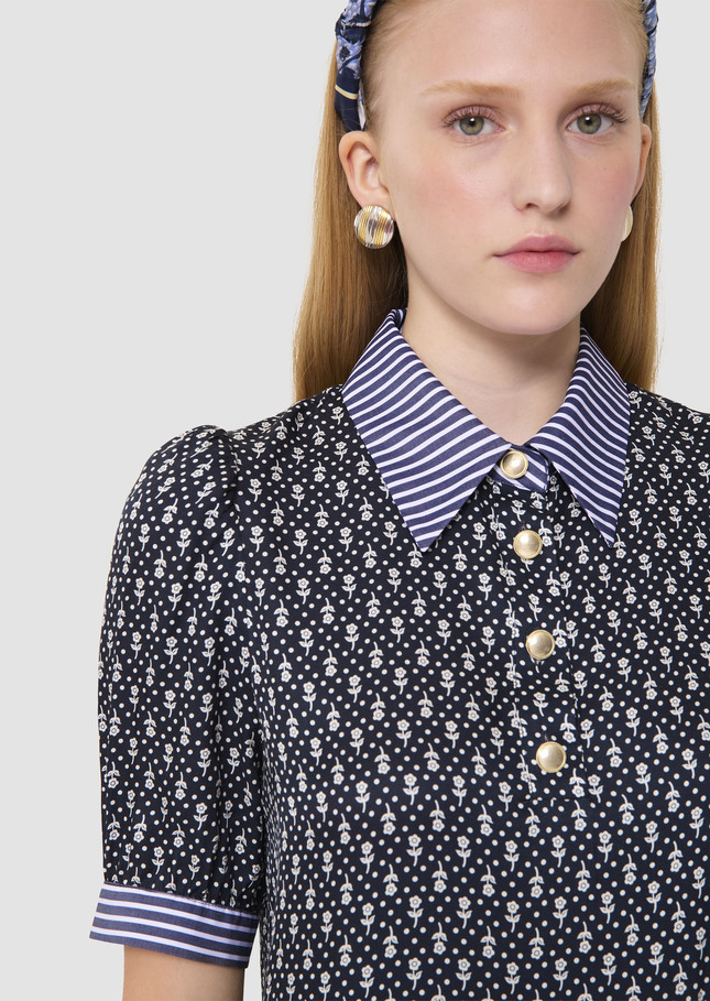 Tilly midnight blue floral print top Night TARA JARMON UK