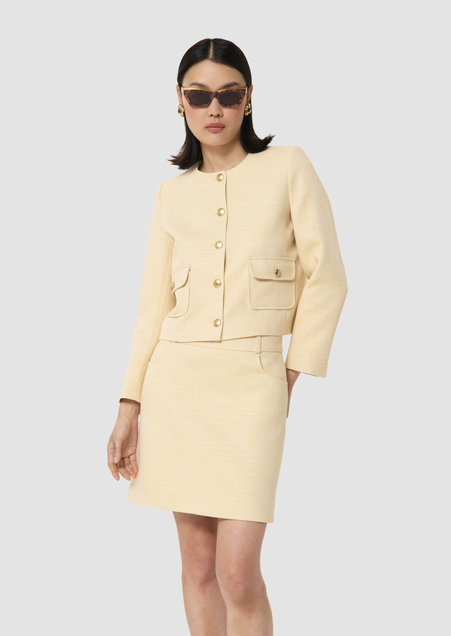 Vinny yellow flammed fabric jacket Vanilla TARA JARMON UK