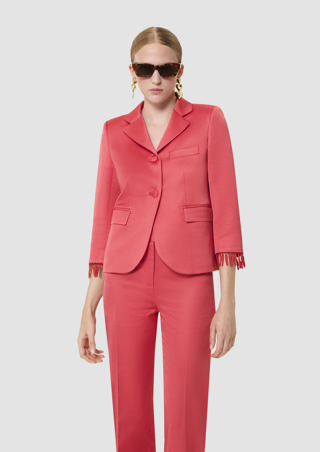 Valensole red satin linen jacket Poppy TARA JARMON UK