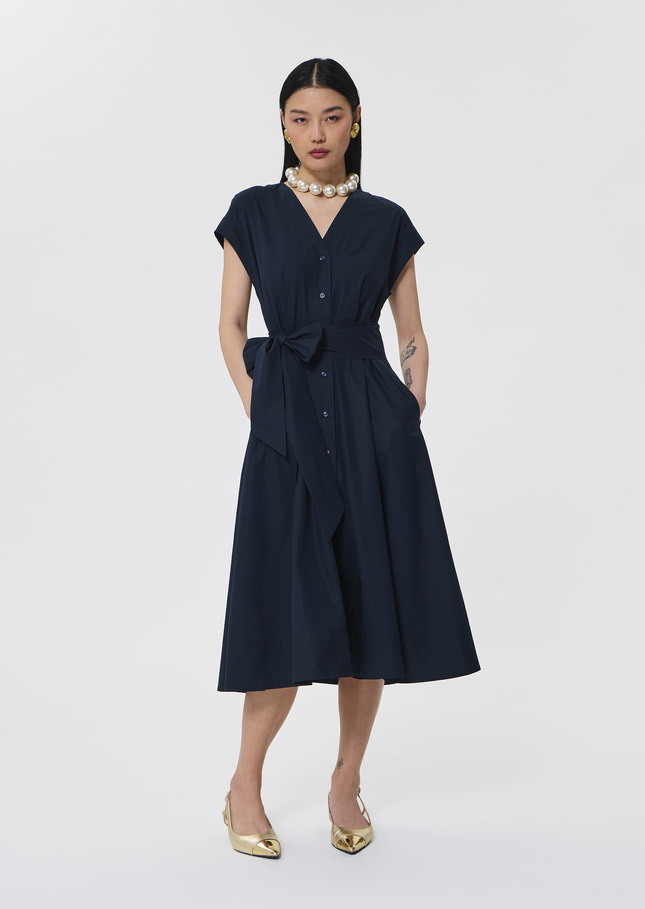 Rosia midnight blue poplin dress Night TARA JARMON UK