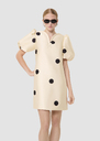 Romina ecru black polka dots print dress Off-white TARA JARMON UK