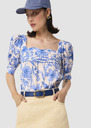 Talma ecru blue floral print top Champagne TARA JARMON UK