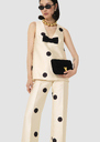 Topaze ecru large black polka dots top Off-white TARA JARMON UK