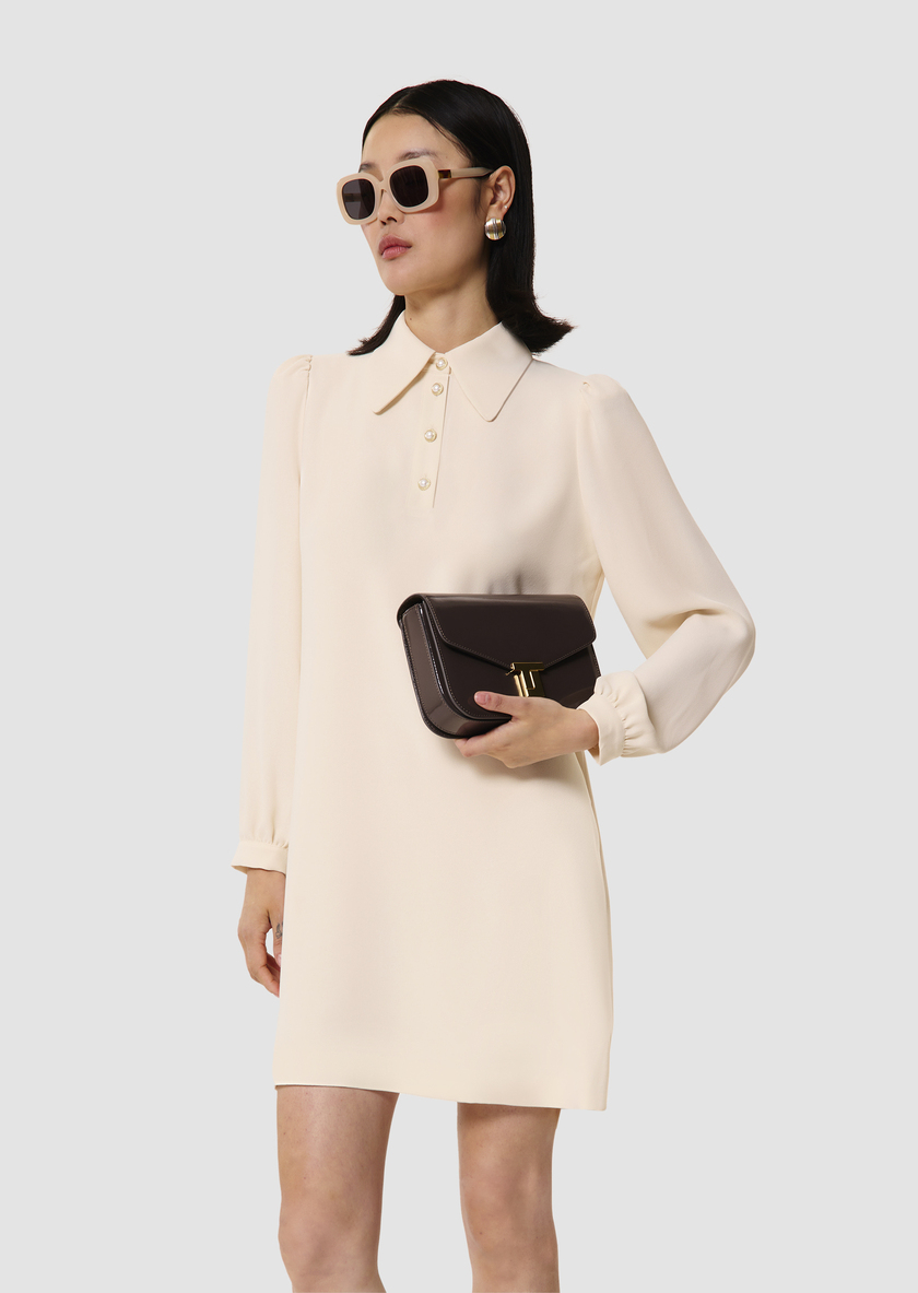 Rolfo ecru crepe dress Off-white TARA JARMON UK