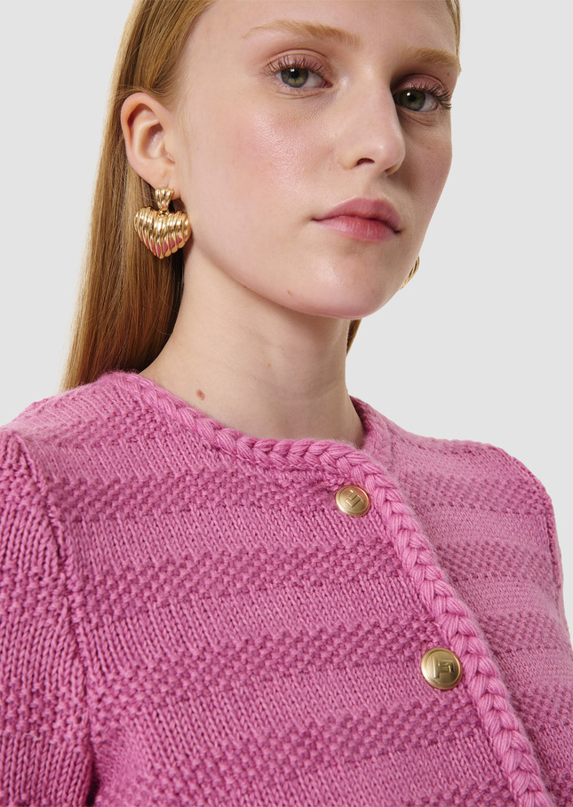 Giuda pink cotton and wool cardigan Bonbon TARA JARMON UK