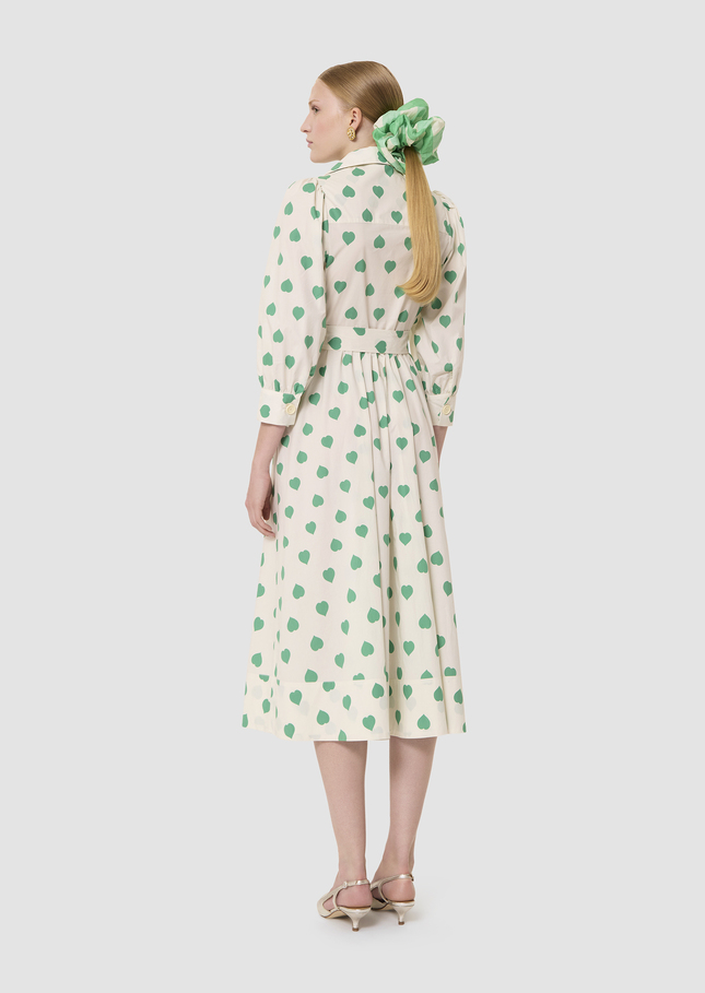 Rivoltine ecru hearts print poplin dress Pistache TARA JARMON UK