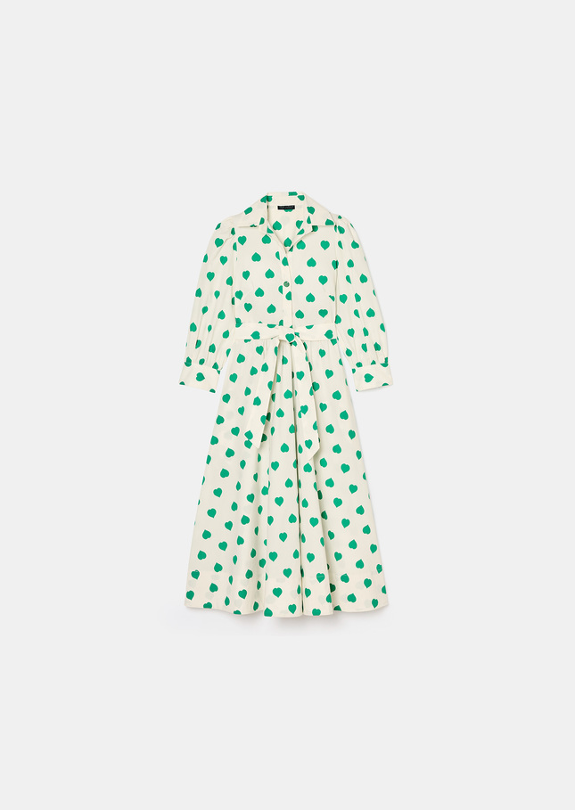 Rivoltine ecru hearts print poplin dress Pistache TARA JARMON UK