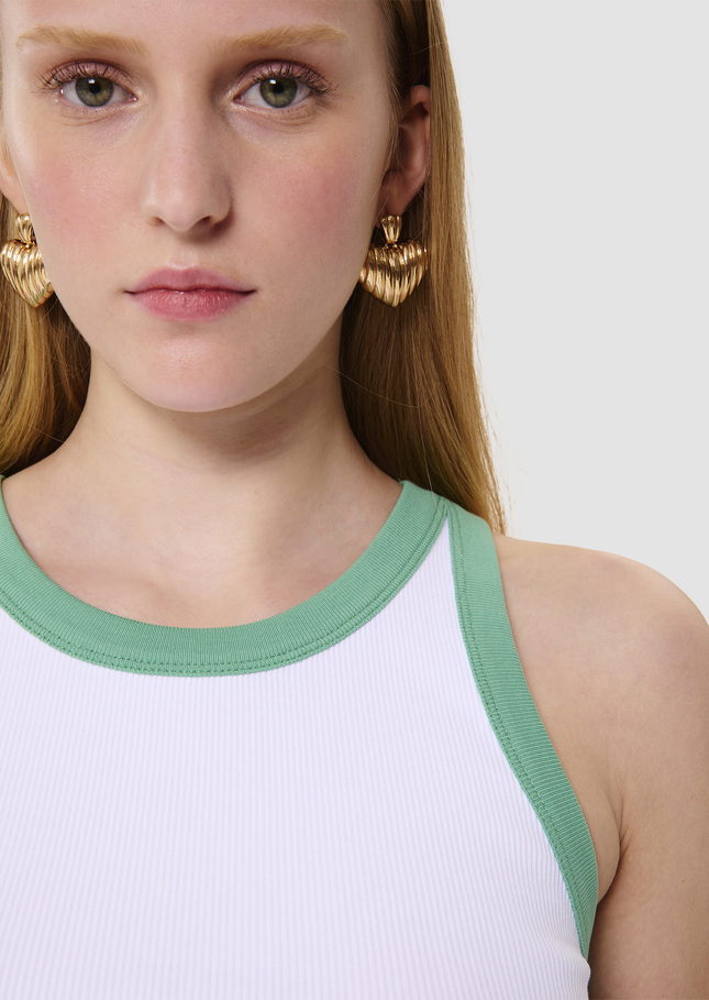Trish ecru ribbed vest top Pistache TARA JARMON UK