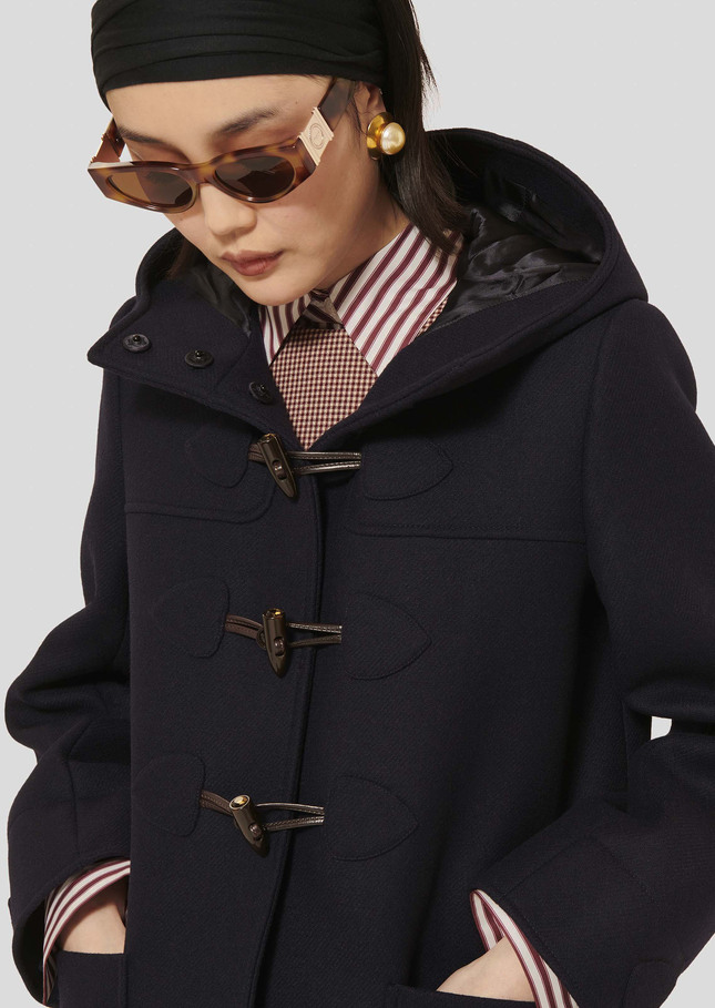 Midnight blue wool coat Manoela Night TARA JARMON UK