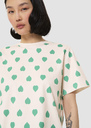 Taralovely ecru t-shirt with green hearts Pistache TARA JARMON UK