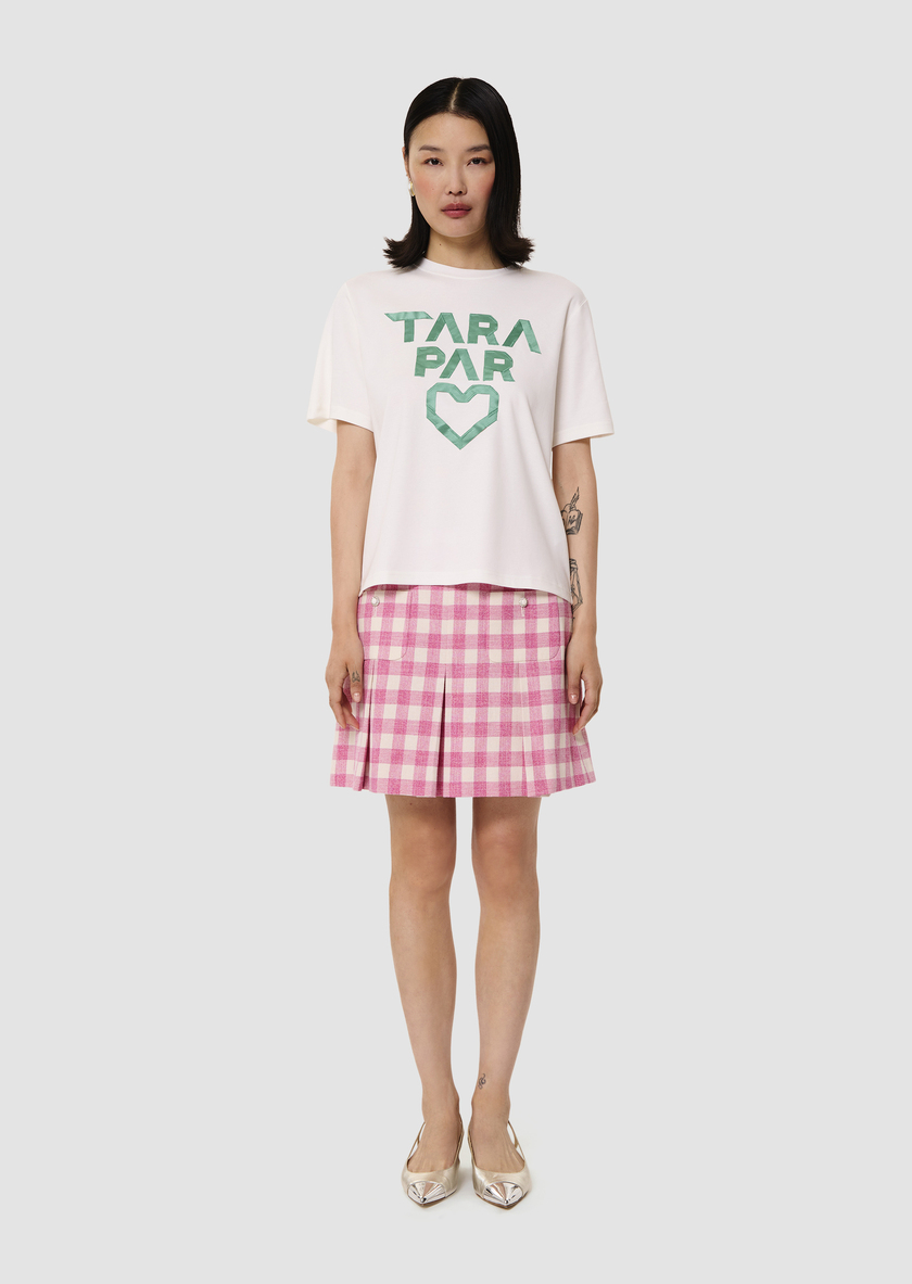 Trefle white double cotton T-shirt Pistache TARA JARMON UK