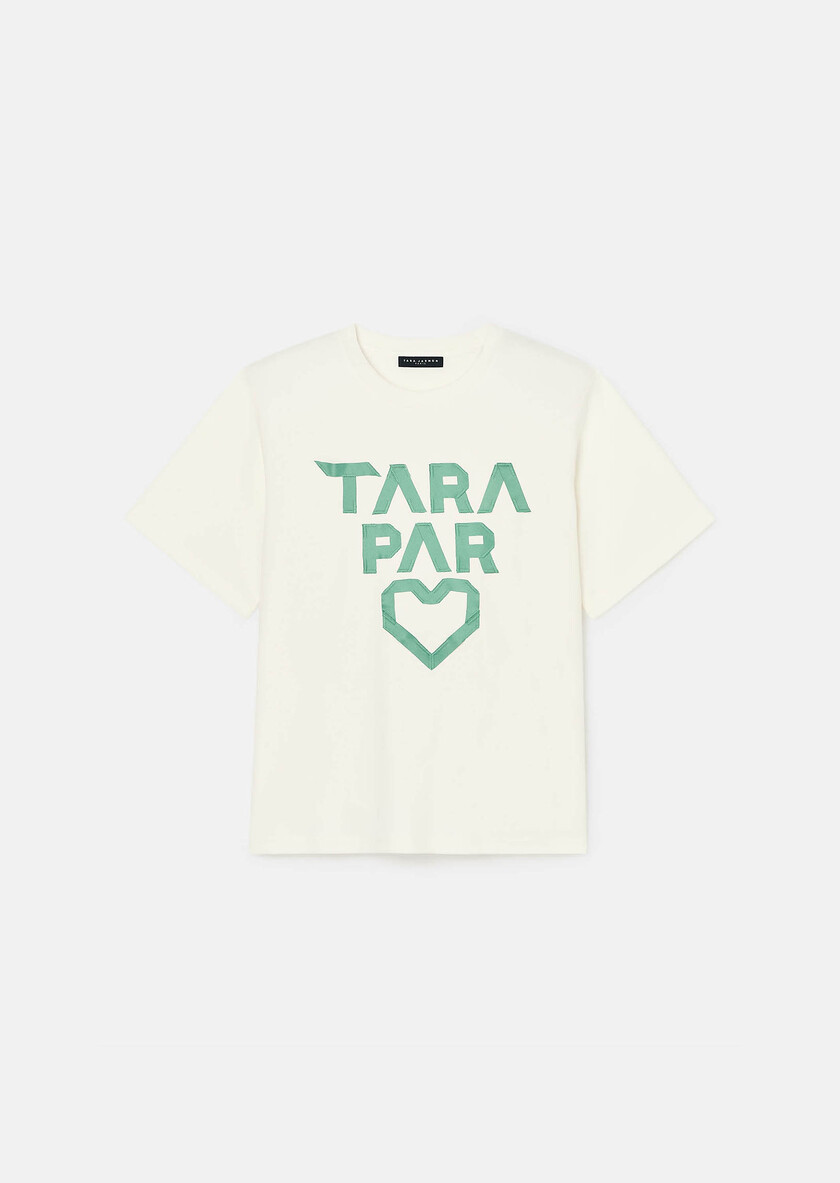 Trefle white double cotton T-shirt Pistache TARA JARMON UK