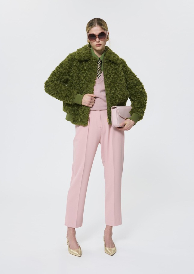 Bianca Jacket green faux fur boucle Cactus TARA JARMON UK