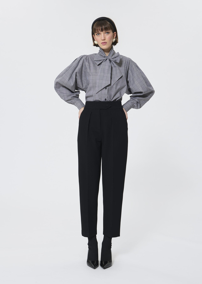 Candya shirt grey gingham patchwork poplin Charcoal TARA JARMON UK