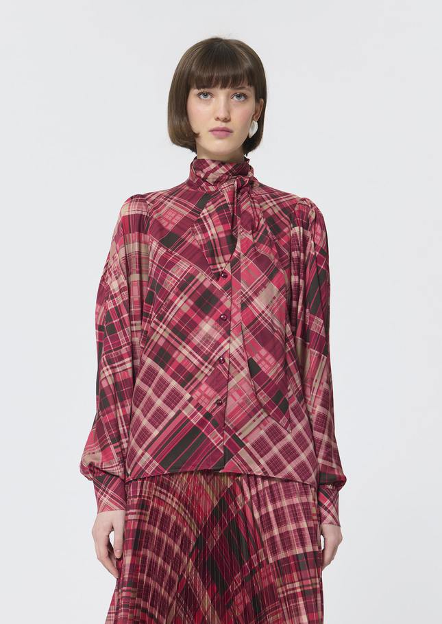 Candya shirt pink plaid print Raspberry TARA JARMON UK