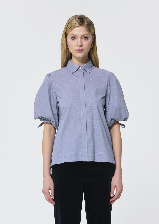 Caly Shirt midnight blue in mini gingham Night TARA JARMON UK