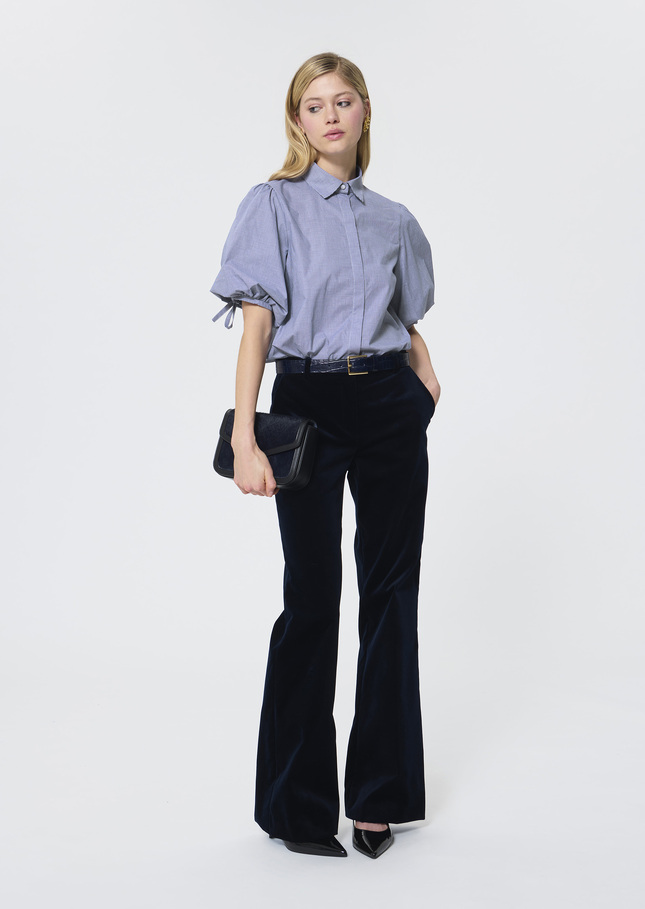 Caly Shirt midnight blue in mini gingham Night TARA JARMON UK