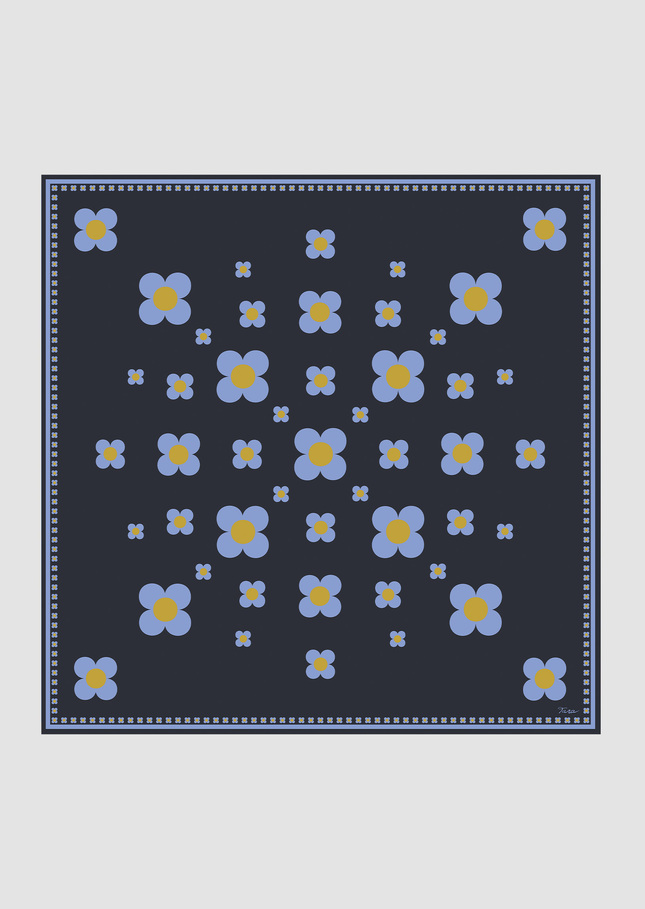Edme Scarf midnight blue silk Night TARA JARMON UK