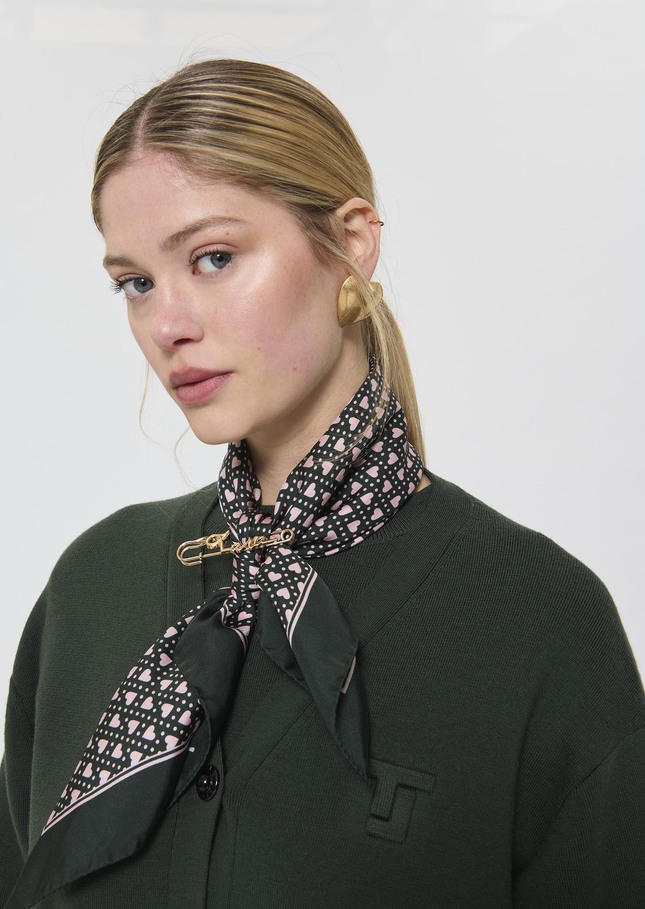Effy stole English green silk Vert anglais TARA JARMON UK