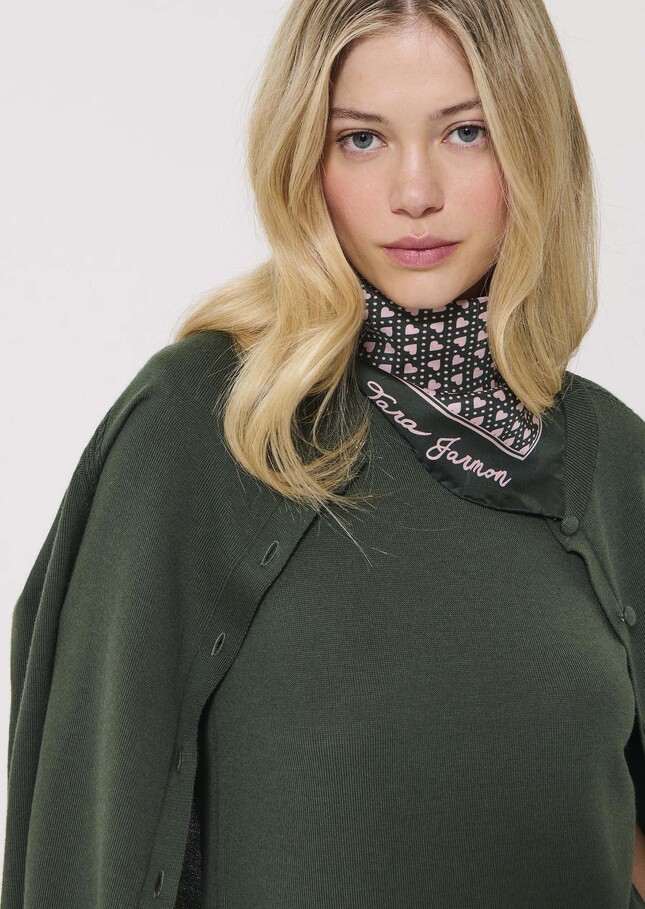 Effy stole English green silk Vert anglais TARA JARMON UK