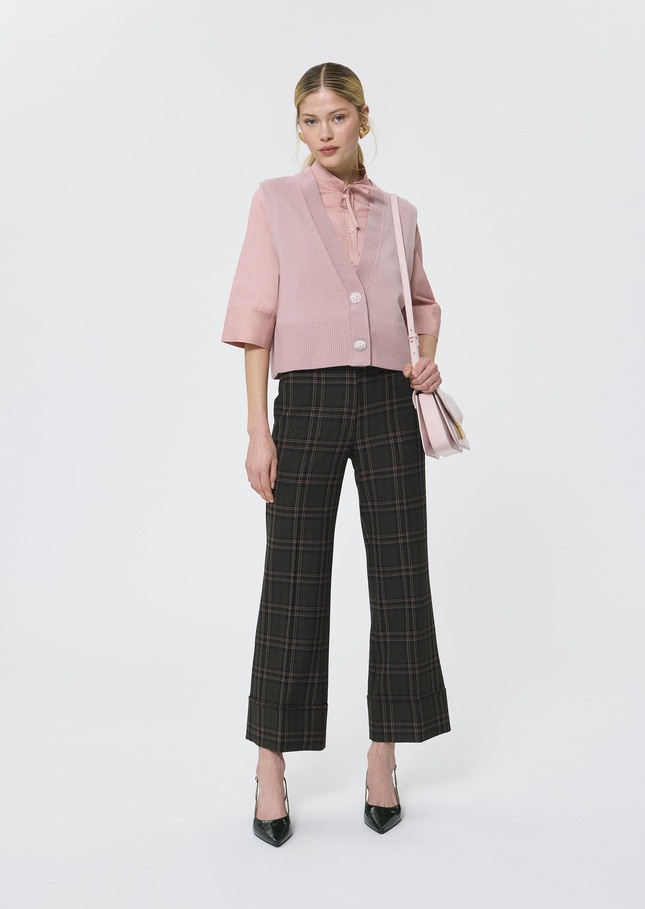Gilles vest pale pink wool and alpaca Blush TARA JARMON UK