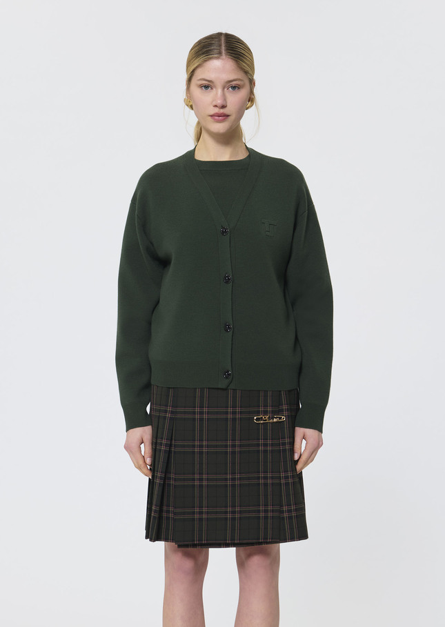 Gibus Vest green in compact merino wool Green TARA JARMON UK