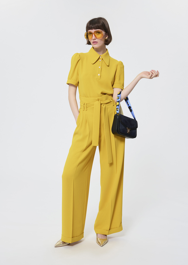 Pia Pants Lemon yellow crepe Lemon yellow TARA JARMON UK