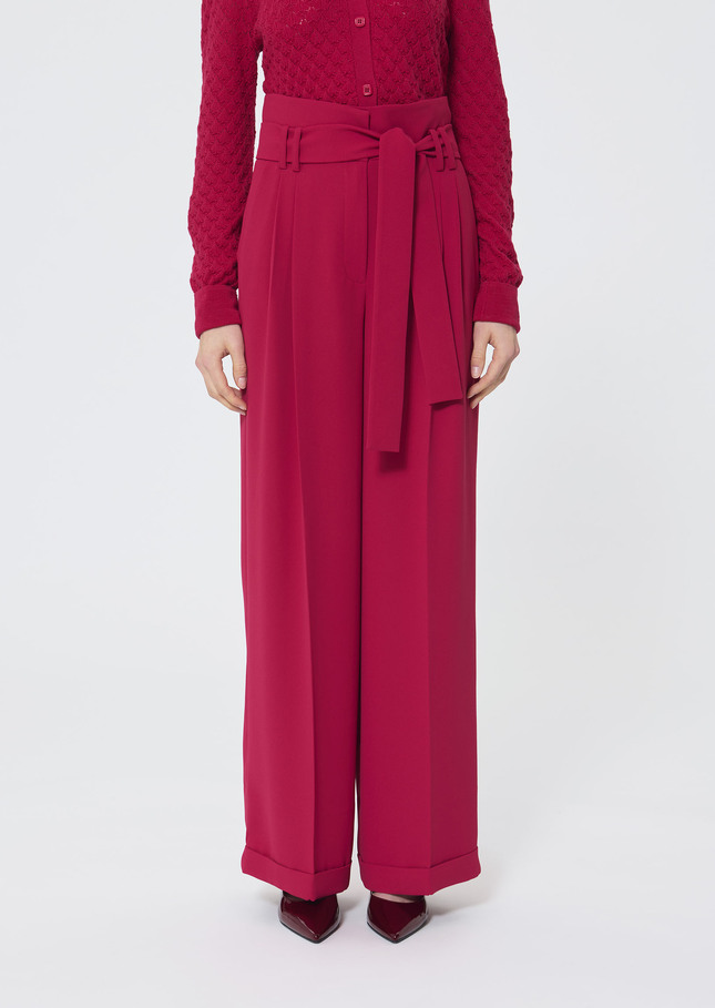 Pia Pants red crepe Garnet TARA JARMON UK