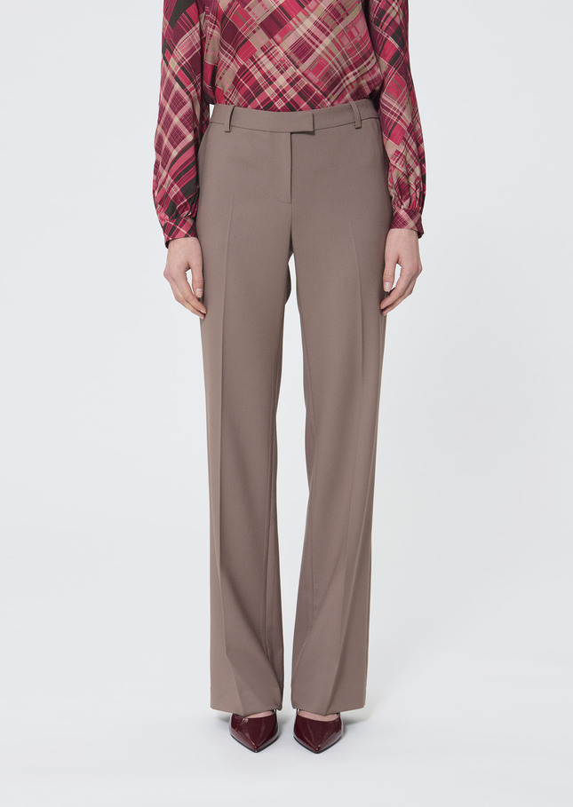 Poupee Pants beige in cold wool Taupe color TARA JARMON UK