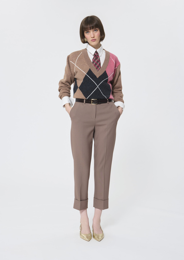 Philippa trousers beige in cold wool Taupe color TARA JARMON UK