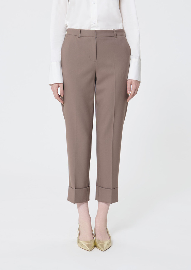 Philippa trousers beige in cold wool Taupe color TARA JARMON UK