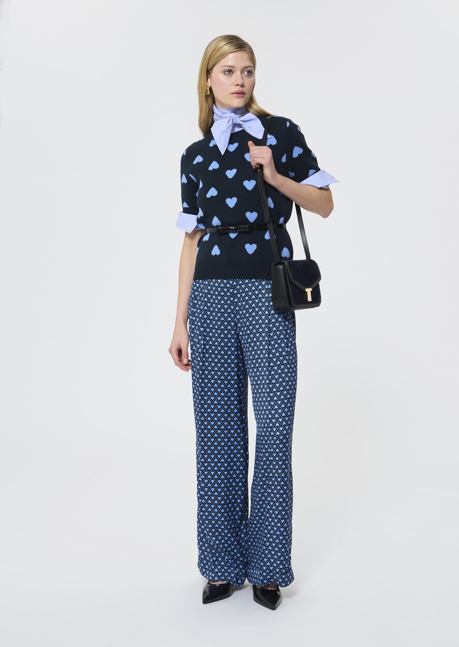 Polla sweater midnight blue jacquard hearts Night TARA JARMON UK