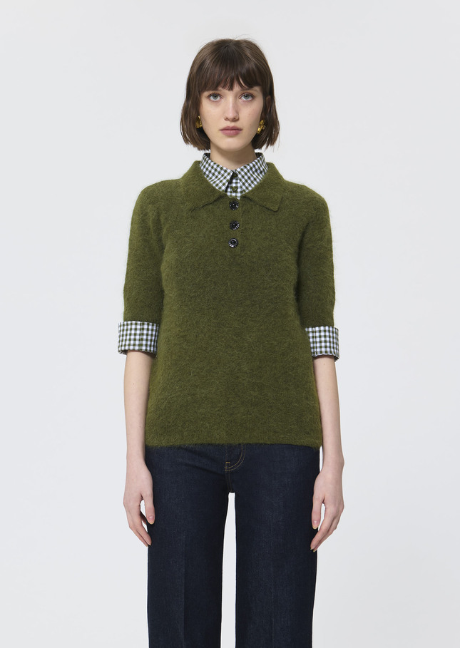 Paulino sweater green brushed alpaca Green TARA JARMON UK
