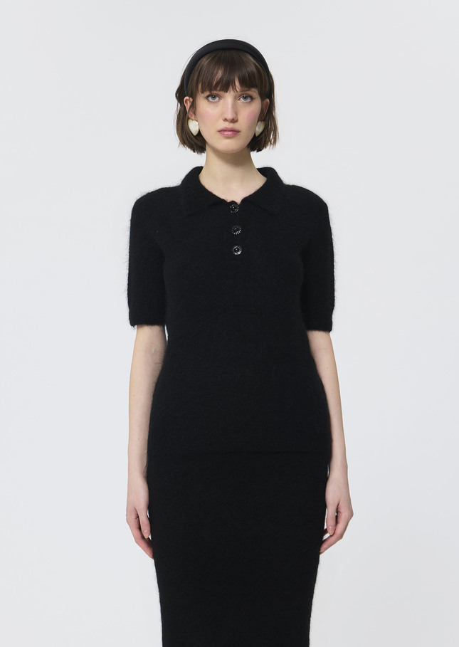 Paulino sweater black brushed alpaca Black TARA JARMON UK