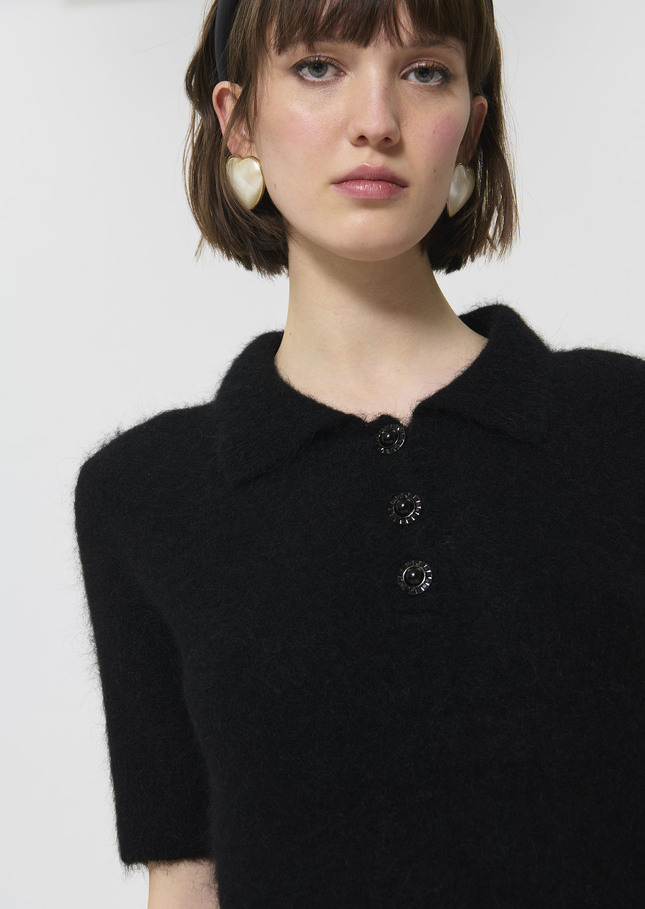 Paulino sweater black brushed alpaca Black TARA JARMON UK
