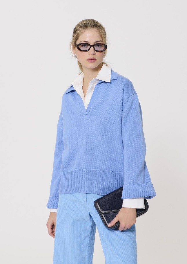 Paola sweater sky blue wool Horizon TARA JARMON UK