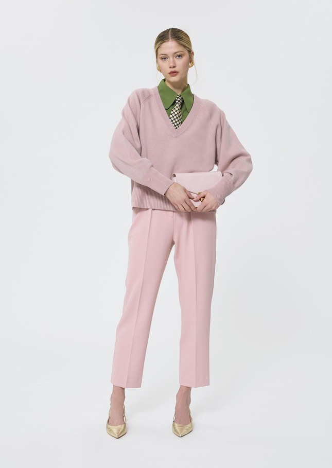 Paz sweater pale pink merino and alpaca wool Blush TARA JARMON UK