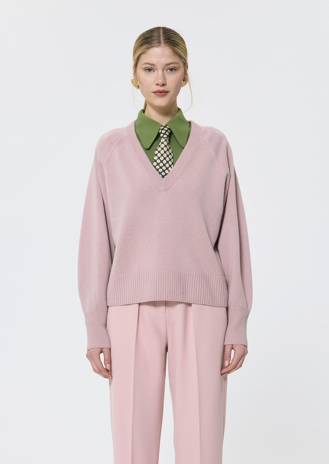 Paz sweater pale pink merino and alpaca wool Blush TARA JARMON UK