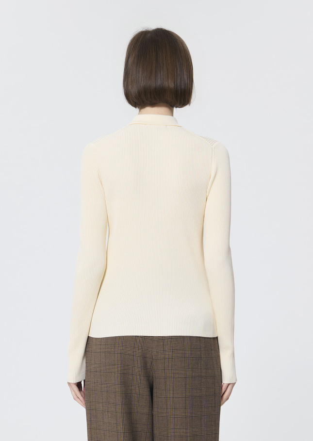 Priscilla Sweater ecru in extra-fine ribbed knit Off-white TARA JARMON UK