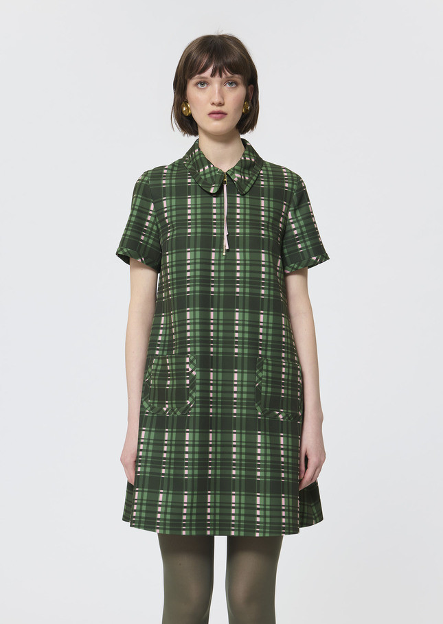 Rubina Dress green plaid double canvas Cactus TARA JARMON UK
