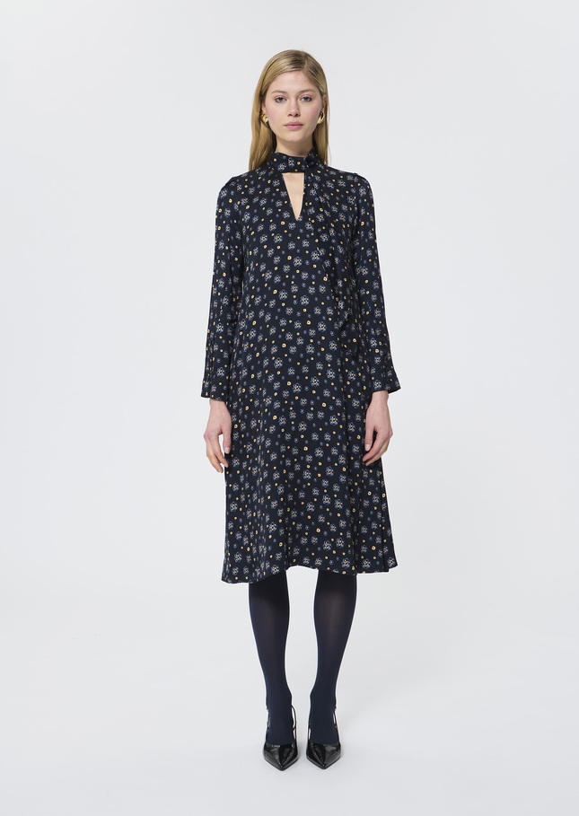 Rufus Dress midnight blue floral print Night TARA JARMON UK
