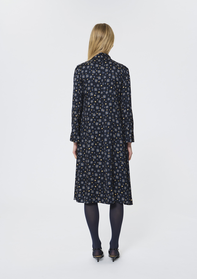 Rufus Dress midnight blue floral print Night TARA JARMON UK
