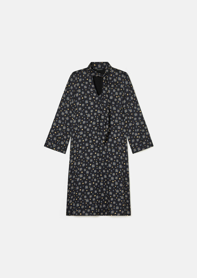 Rufus Dress midnight blue floral print Night TARA JARMON UK